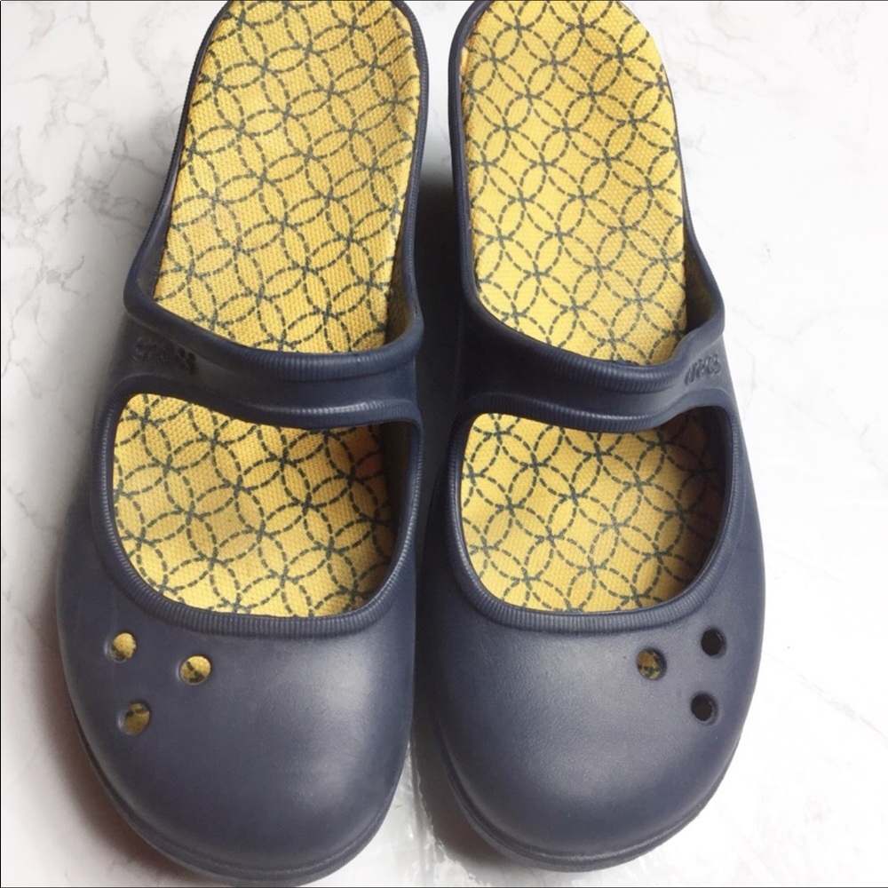 Navy Blue Crocs Wedges